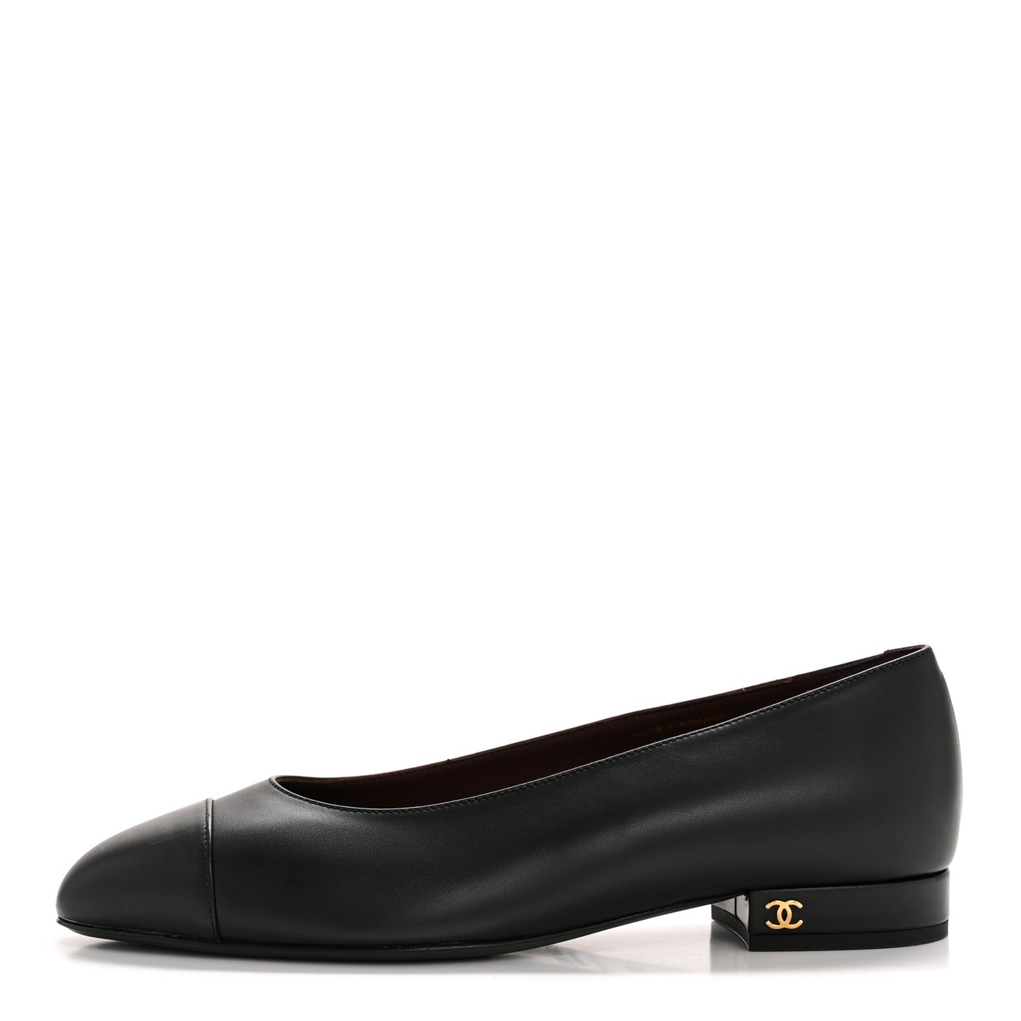 Lambskin Cap Toe CC Uniform Ballerina Flats 37 Black