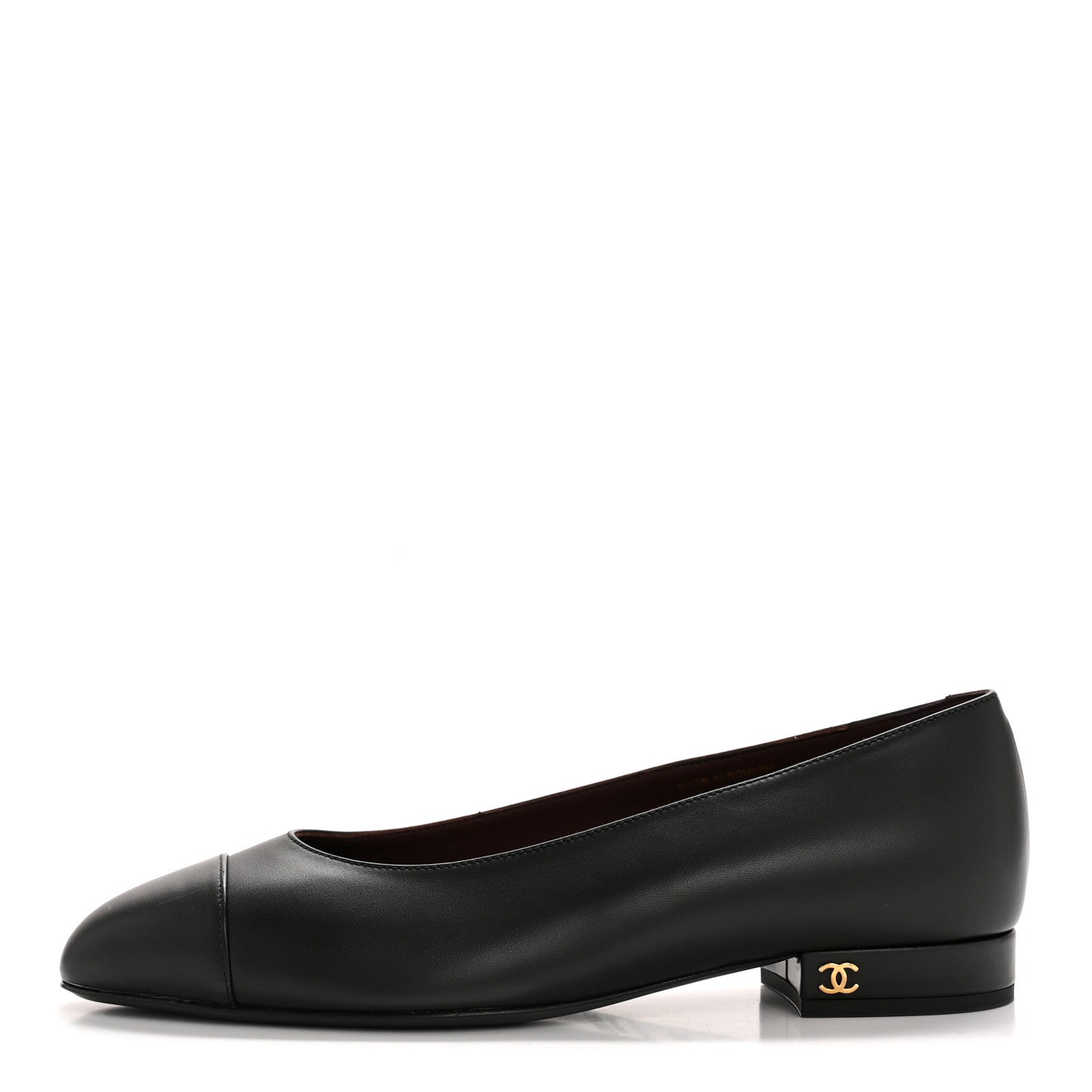 Chanel Lambskin Cap Toe CC Uniform Ballerina Flats 37 Black 1 of 10