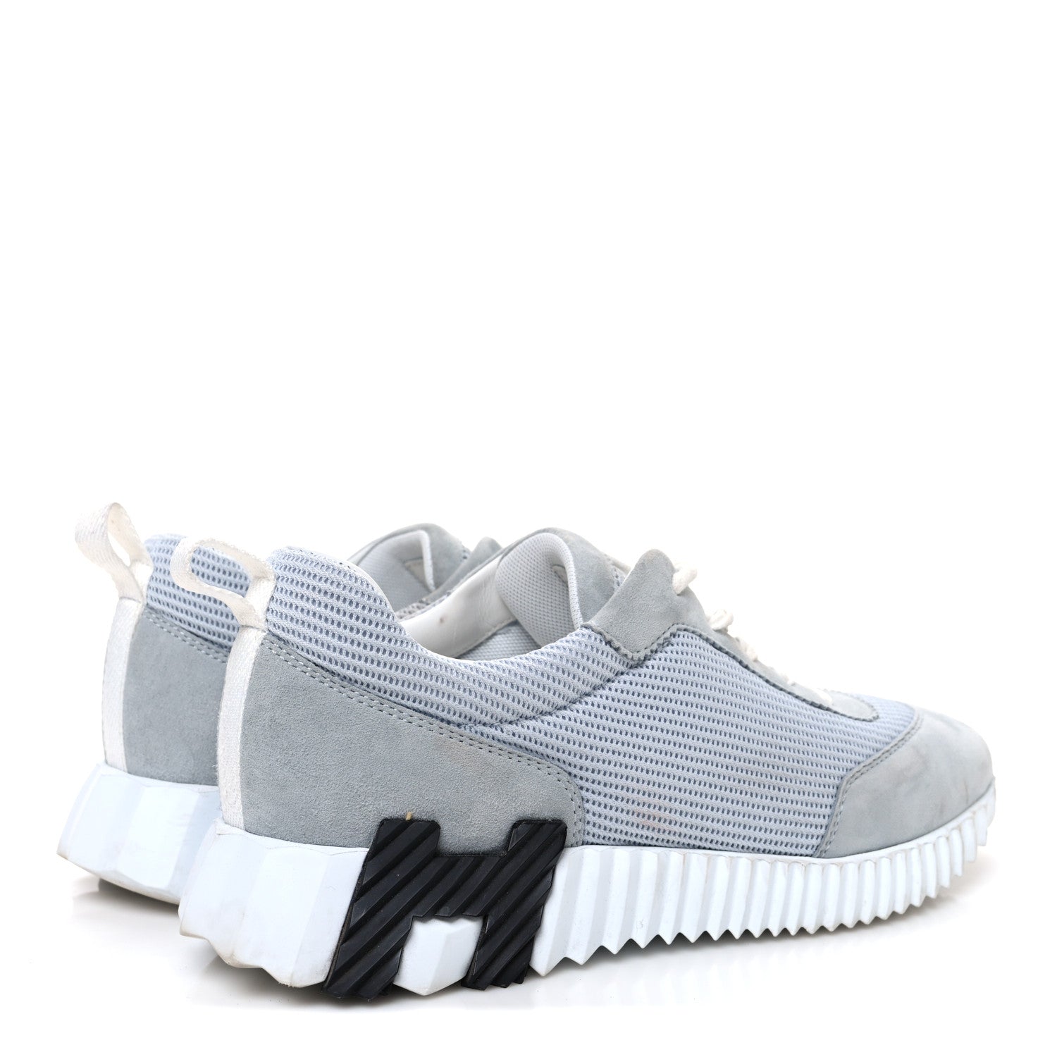Hermes Textured Mesh Suede Goatskin Bouncing Sneakers 39 Gris Nuage 5 of 11