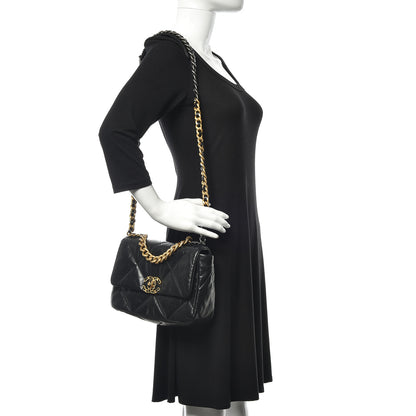 Chanel Lambskin Quilted Medium 19 Flap Black 2 of 11
