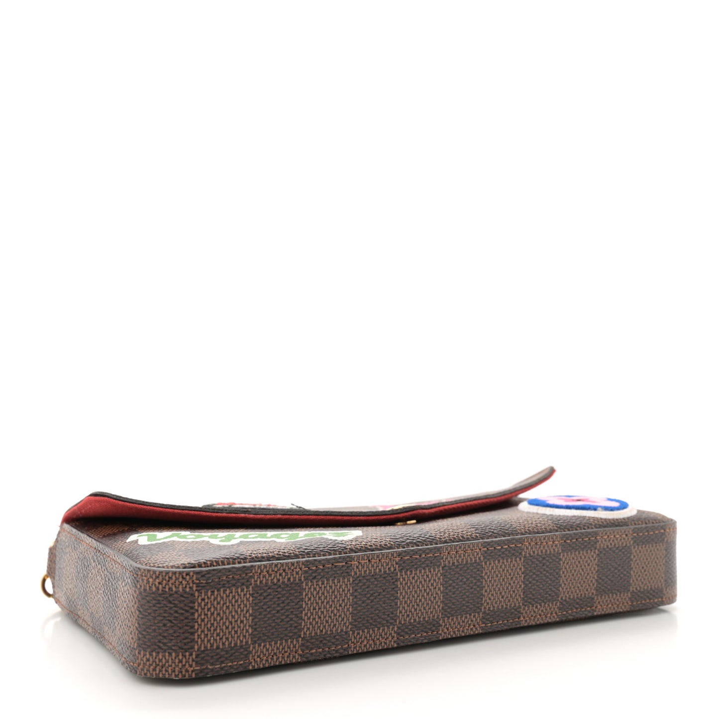 Damier Ebene My LV World Tour Pochette Felicie Chain Wallet Coquelicot