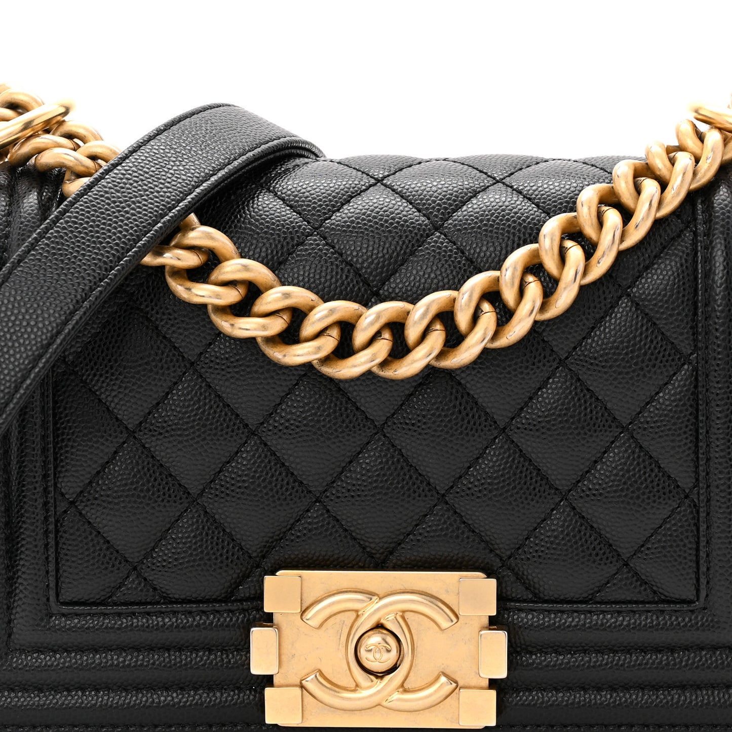 Caviar Quilted Small Boy Flap Black