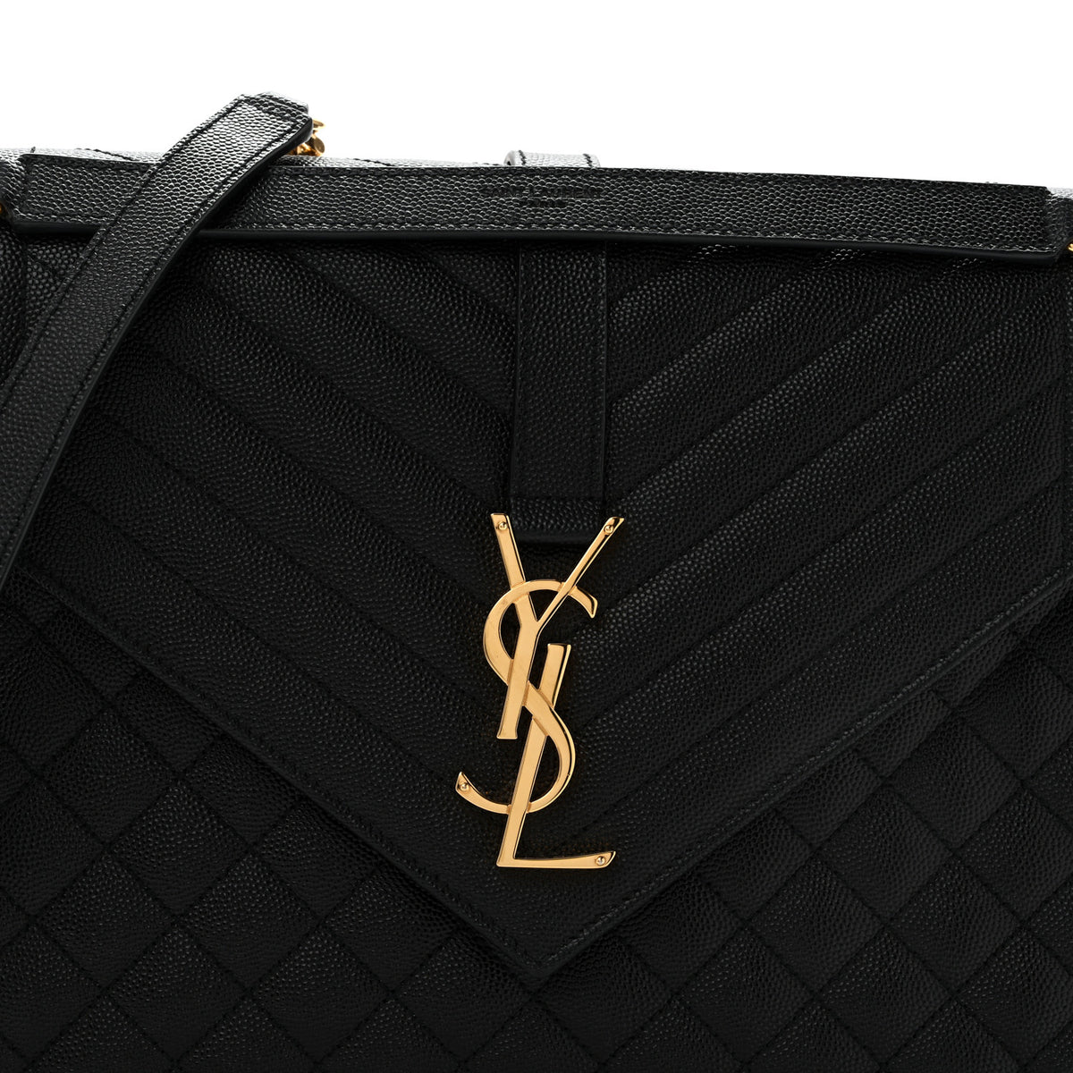 Grain De Poudre Textured Mixed Matelasse Large Triquilt Monogram Satchel Black