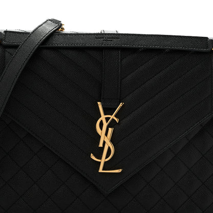 Saint Laurent Grain De Poudre Textured Mixed Matelasse Large Triquilt Monogram Satchel Black 8 of 12
