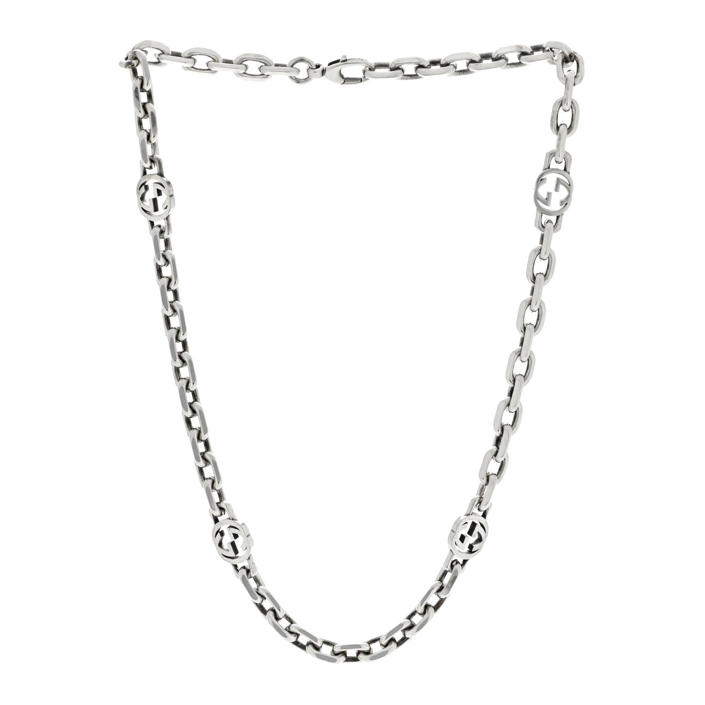 Sterling Silver Interlocking GG Chain Necklace