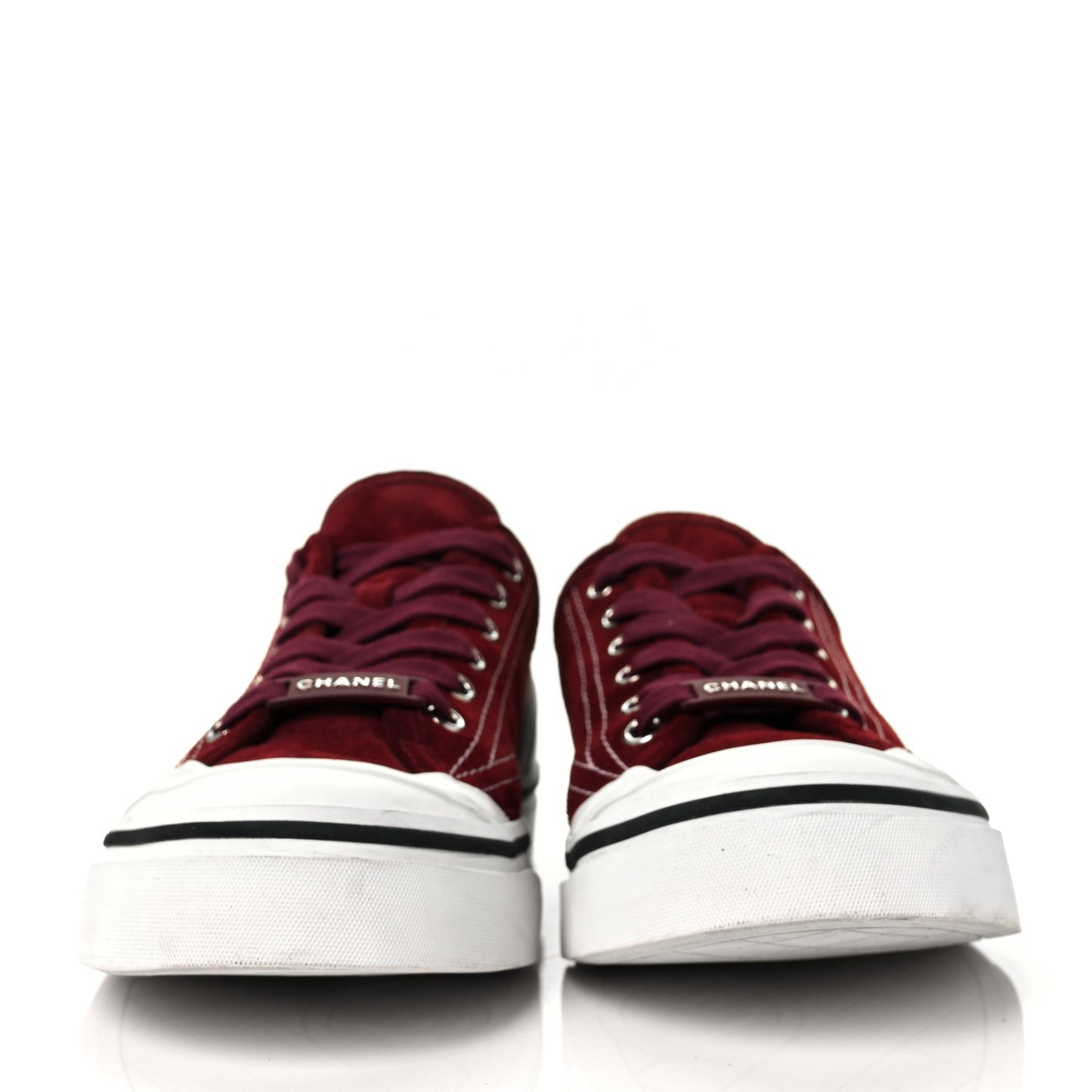 Suede Lace Up Cap Toe Sneakers 39.5 Burgundy