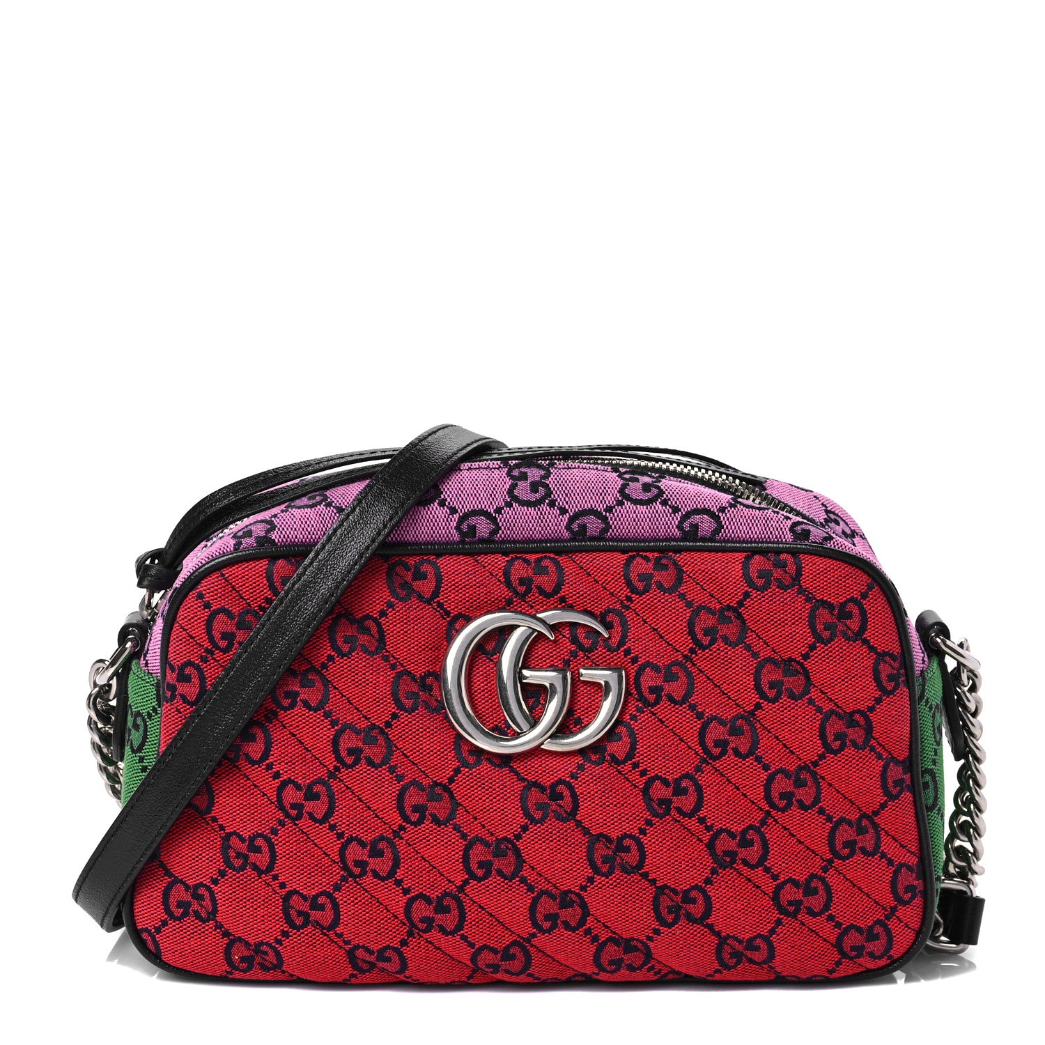 Gucci Monogram Multicolor Matelasse Diagonal Small GG Marmont Chain Shoulder Bag Red Blue Yellow Green Pink 1 of 9