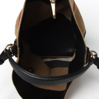 Burberry Canvas Mega Check Medium Ashby Hobo Black 6 of 14
