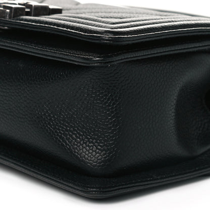 Chanel Caviar Chevron Quilted Small Boy Flap Black 9 of 11