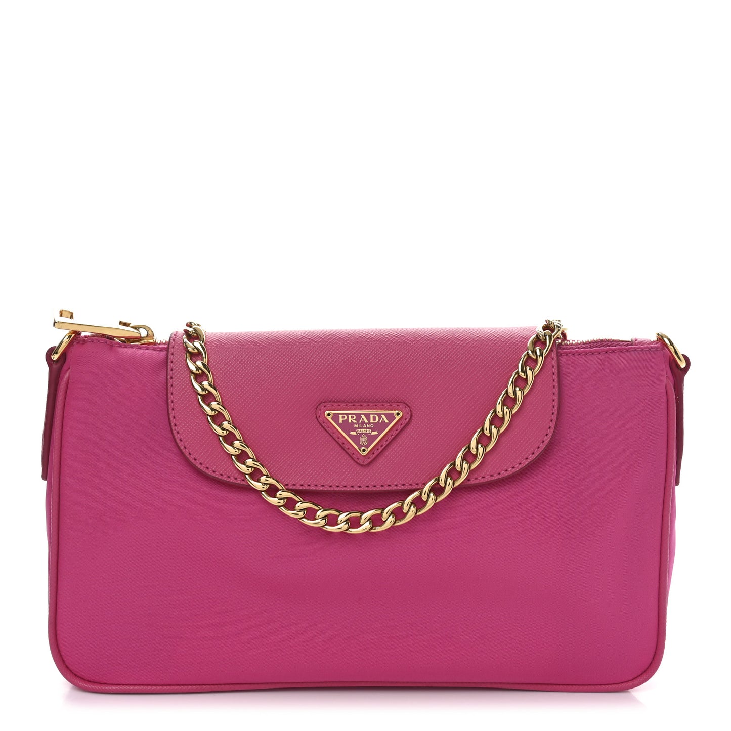 Tessuto Nylon Saffiano Bandoliera Crossbody Bag Fuxia