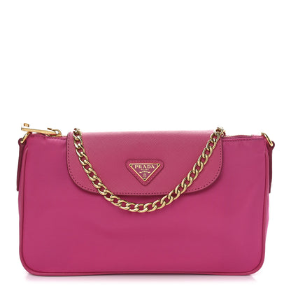 Prada Tessuto Nylon Saffiano Bandoliera Crossbody Bag Fuxia 1 of 9