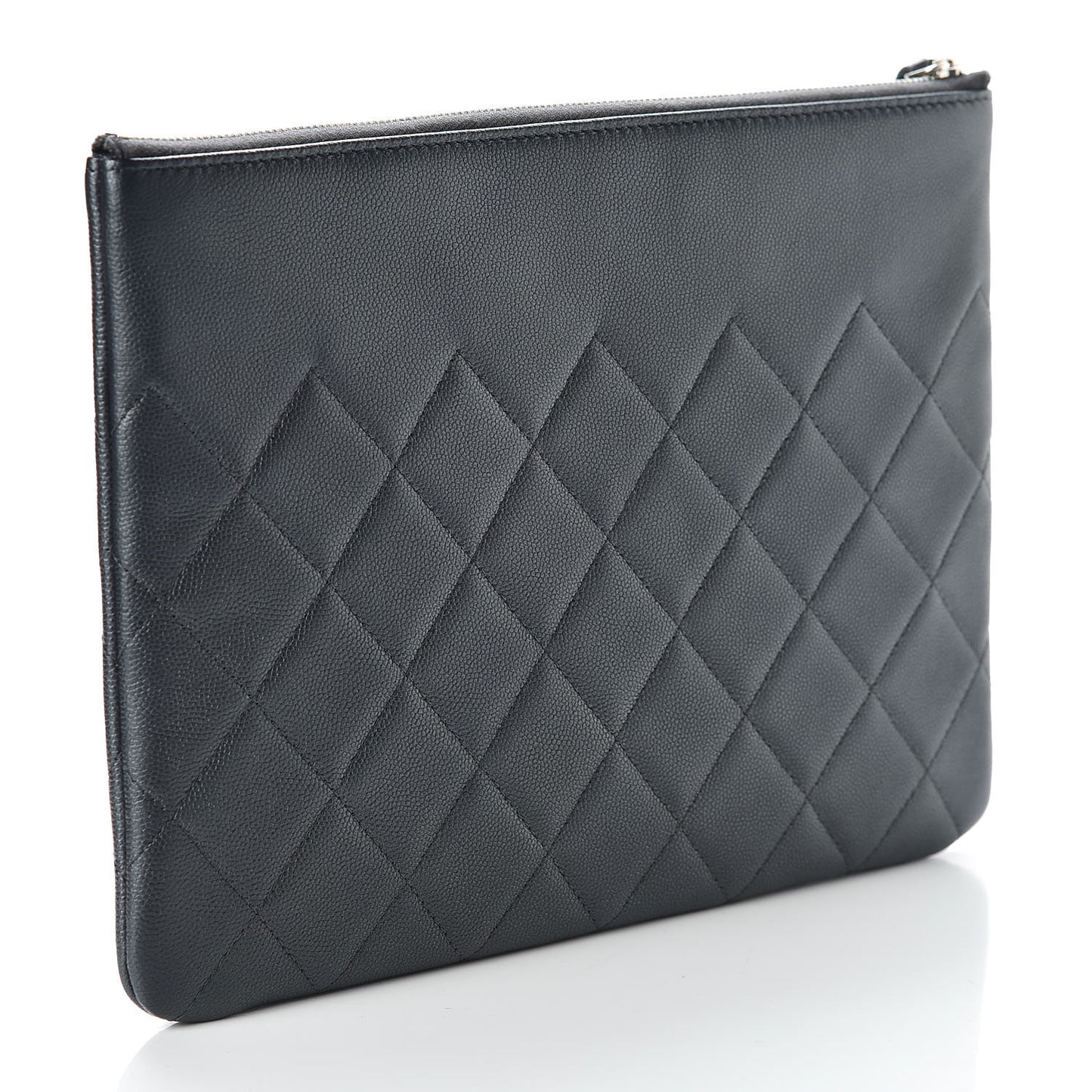 Metallic Caviar Quilted Medium Maxi CC Cosmetic Case Black