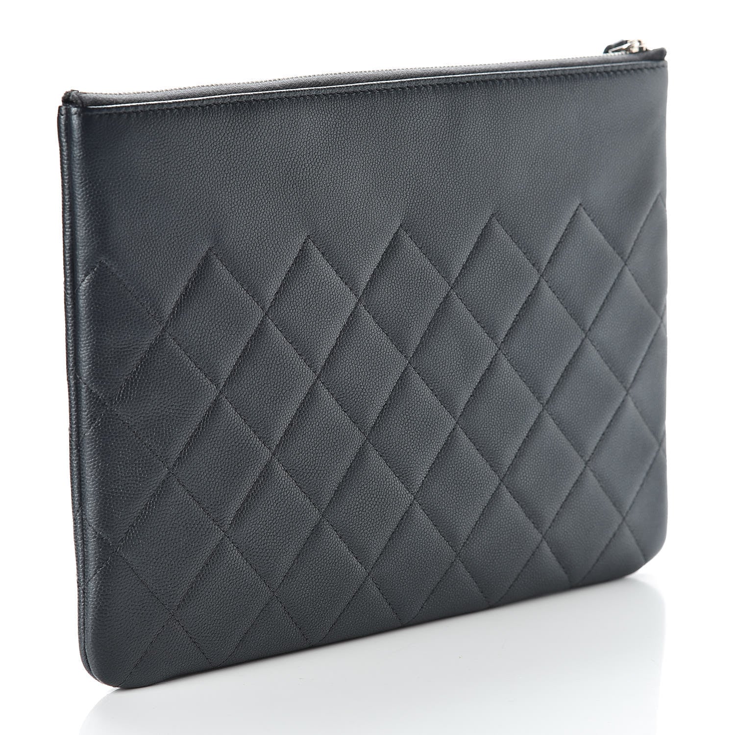 Chanel Metallic Caviar Quilted Medium Maxi CC Cosmetic Case Black 3 of 8