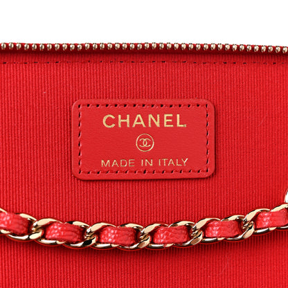 Chanel Caviar Quilted Small Vanity Case With Chain Red 6 of 11