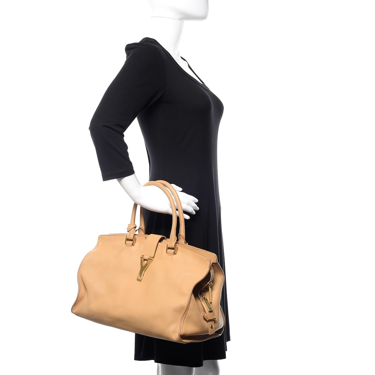 Calfskin Medium Classic Y Cabas Light Beige