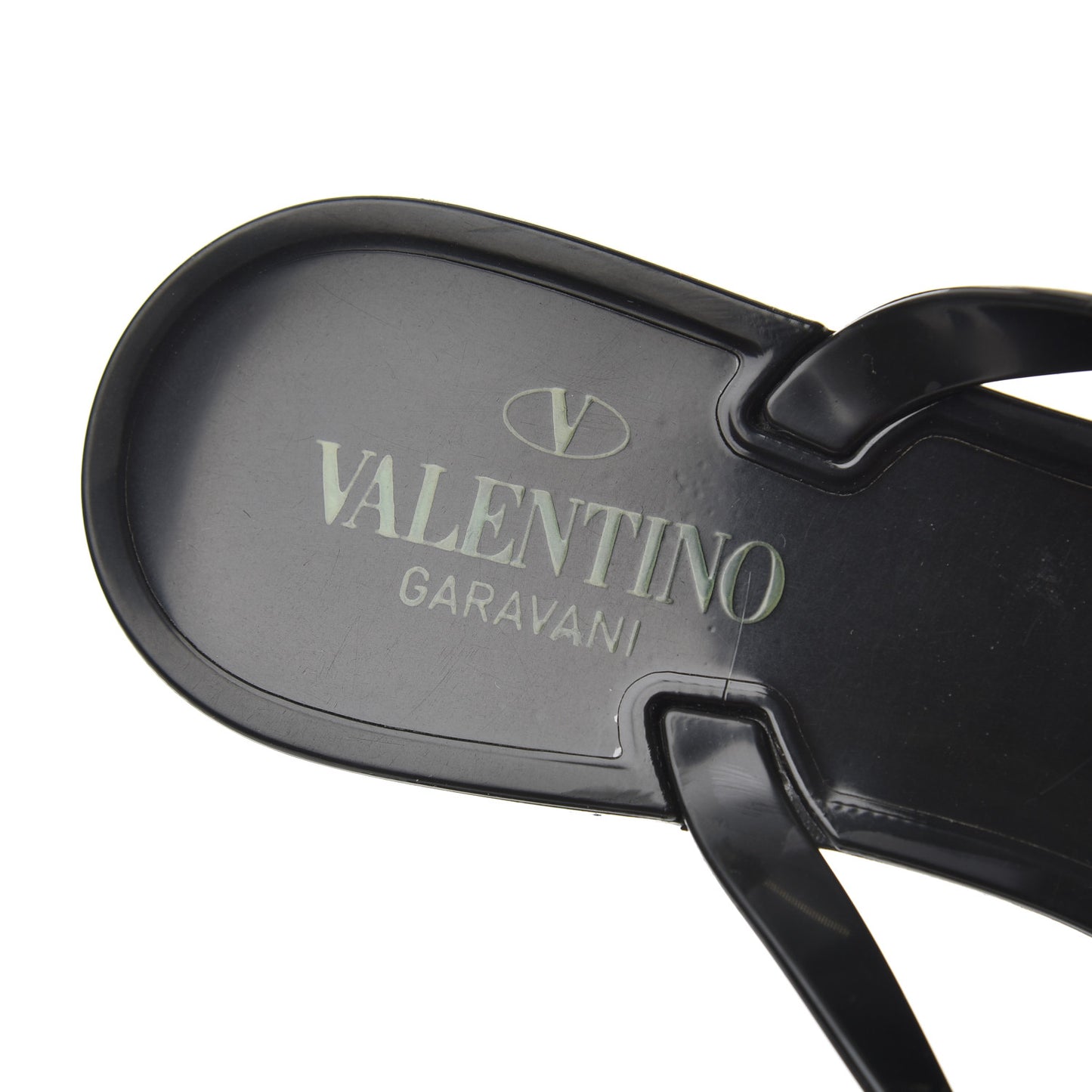 PVC Jelly Rockstud Bow Thong Sandals 40 Black