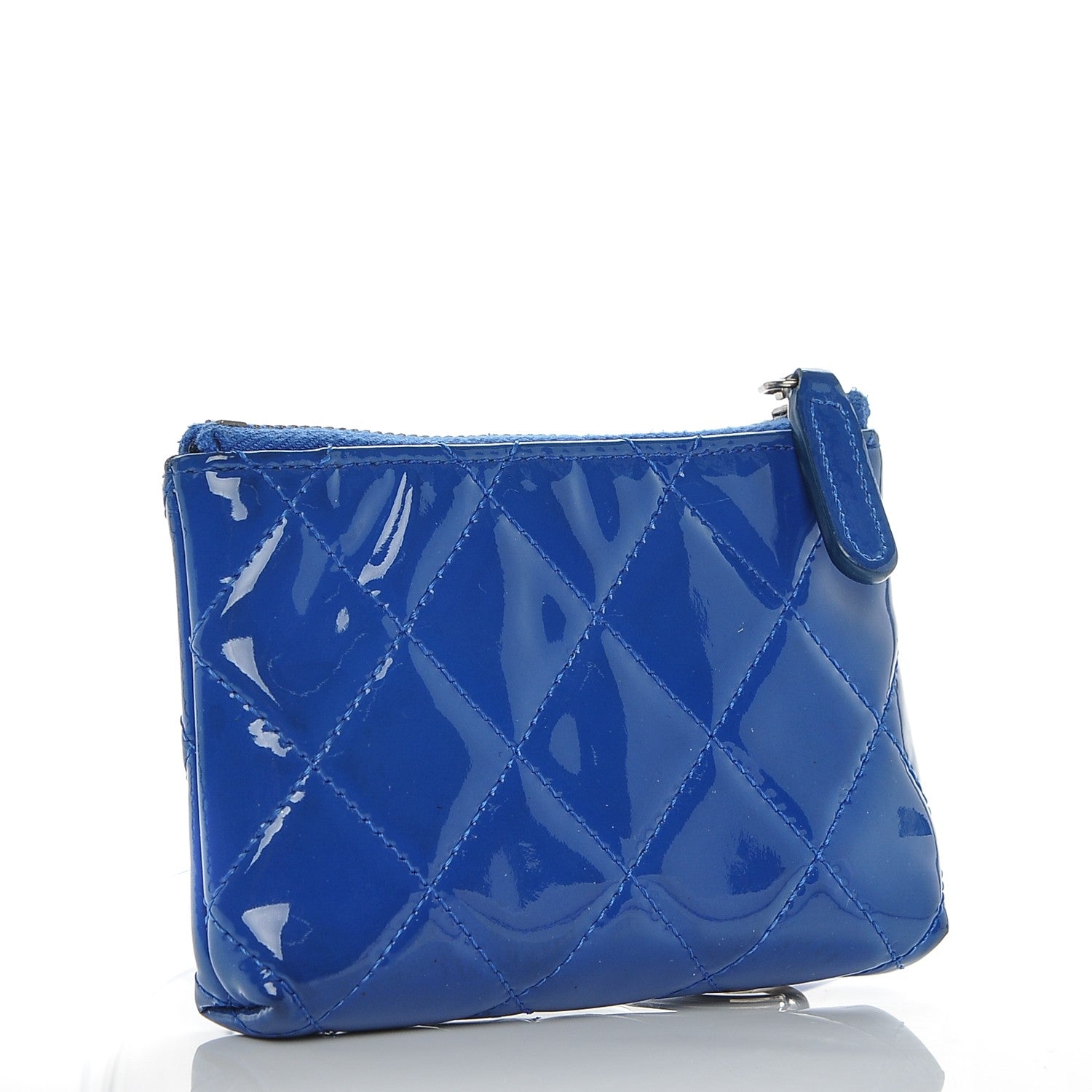 Chanel Patent Quilted Key Holder Case Dark Blue 3 of 7