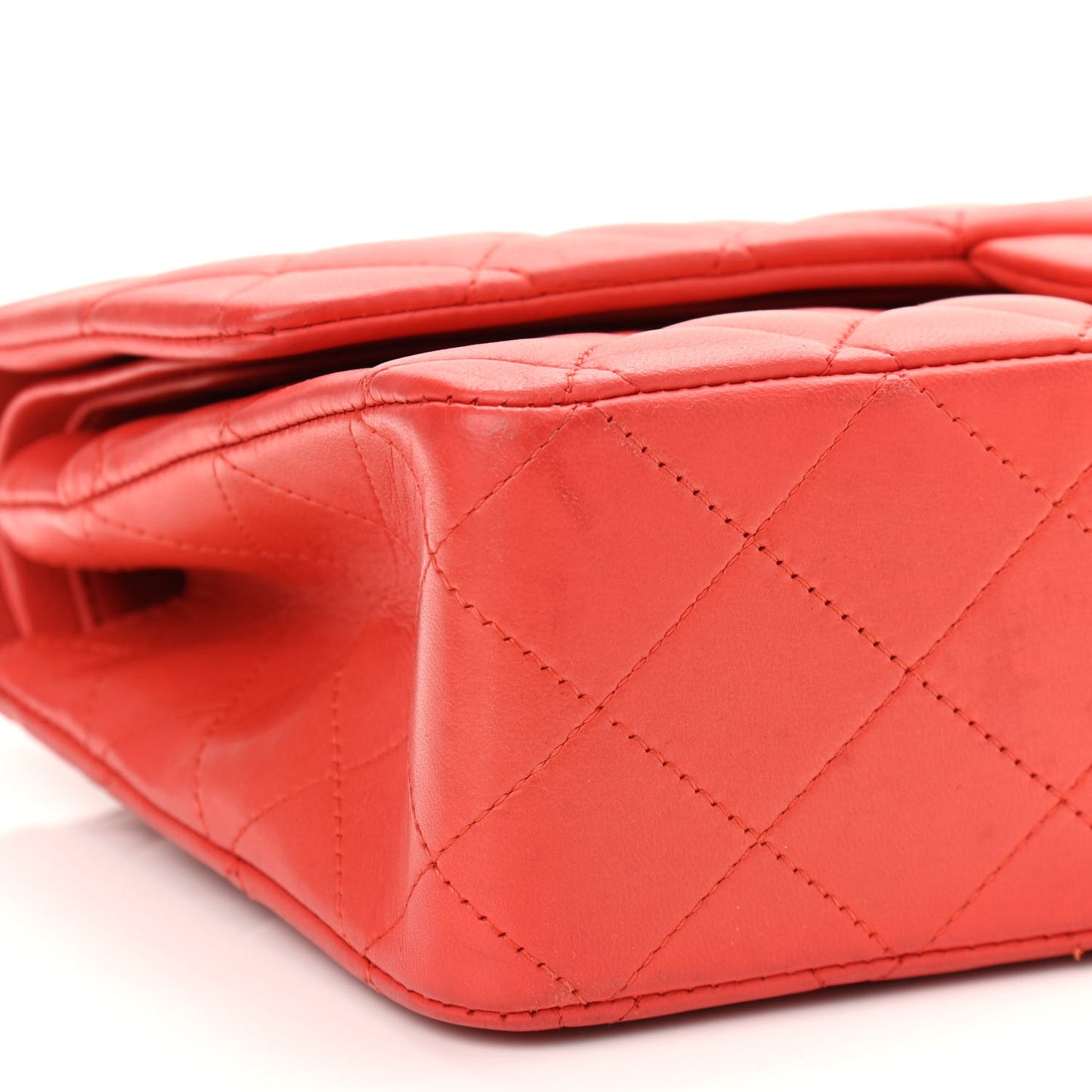 Lambskin Quilted Medium Double Flap Red
