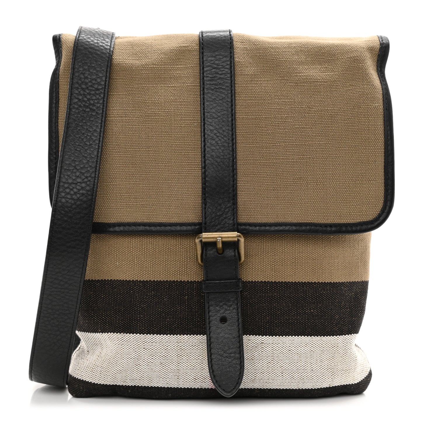 Canvas Mega Check Messenger Bag Black