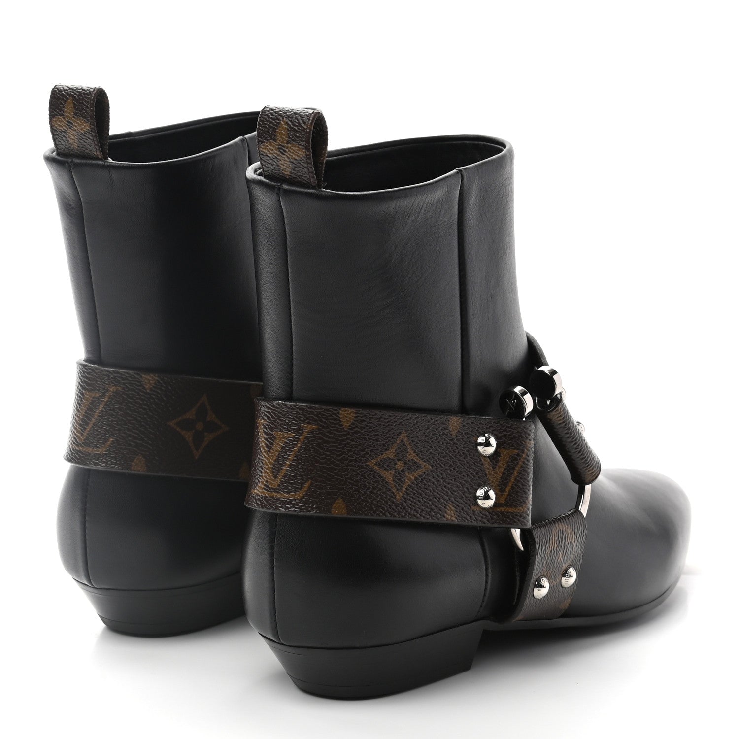 Louis Vuitton Calfskin Monogram Rhapsody Ankle Boots 37.5 Black 3 of 8