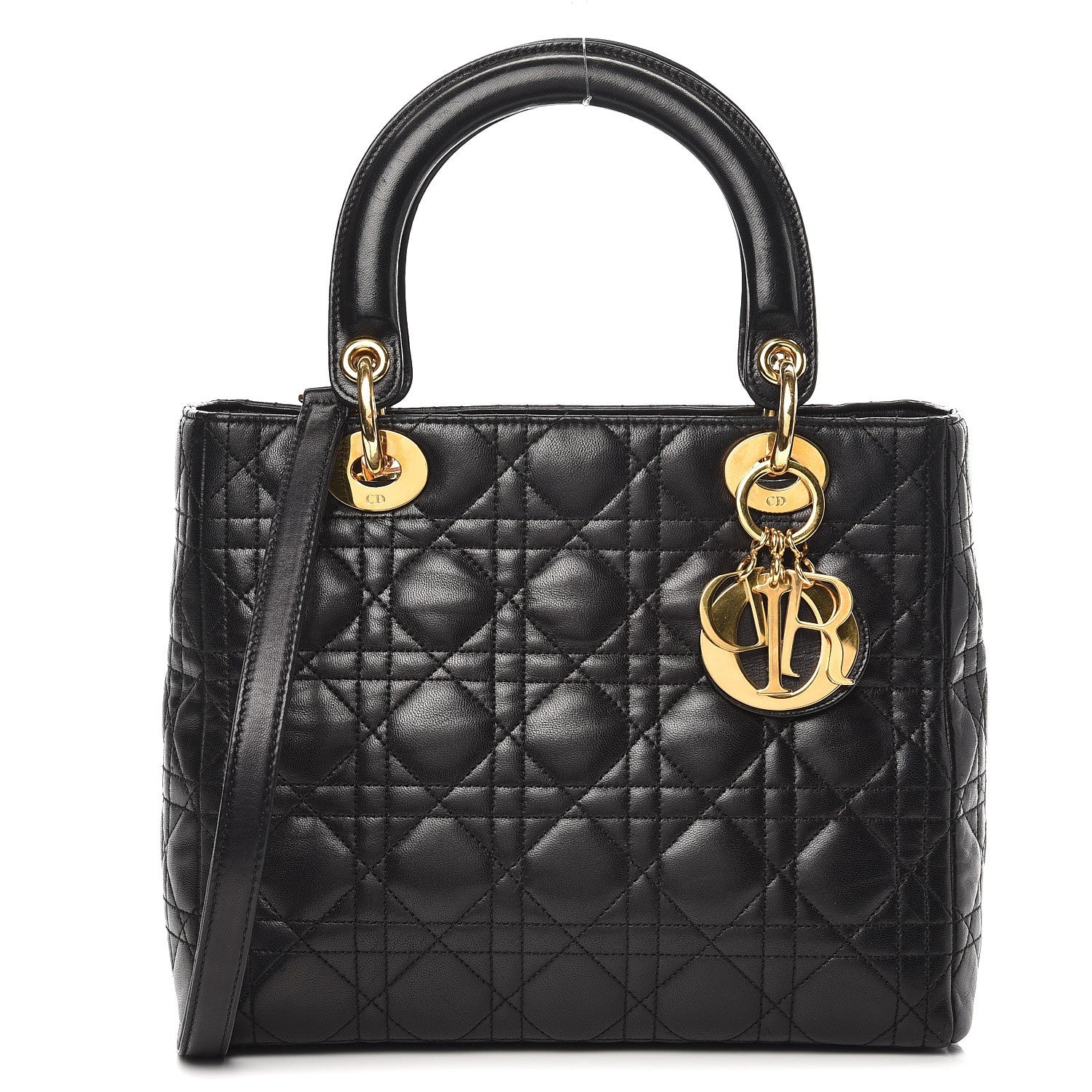 Christian Dior Lambskin Cannage Medium Lady Dior Black 1 of 8