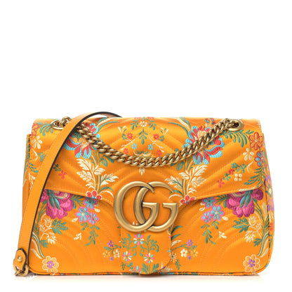 Gucci Jacquard Matelasse Floral Medium GG Marmont Shoulder Bag Yellow 1 of 12