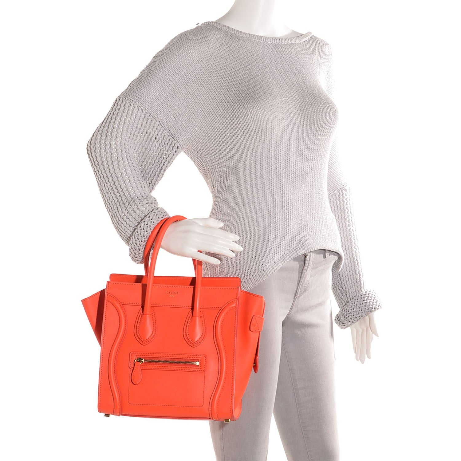 Celine Smooth Calfskin Micro Luggage Bright Orange 2 of 7