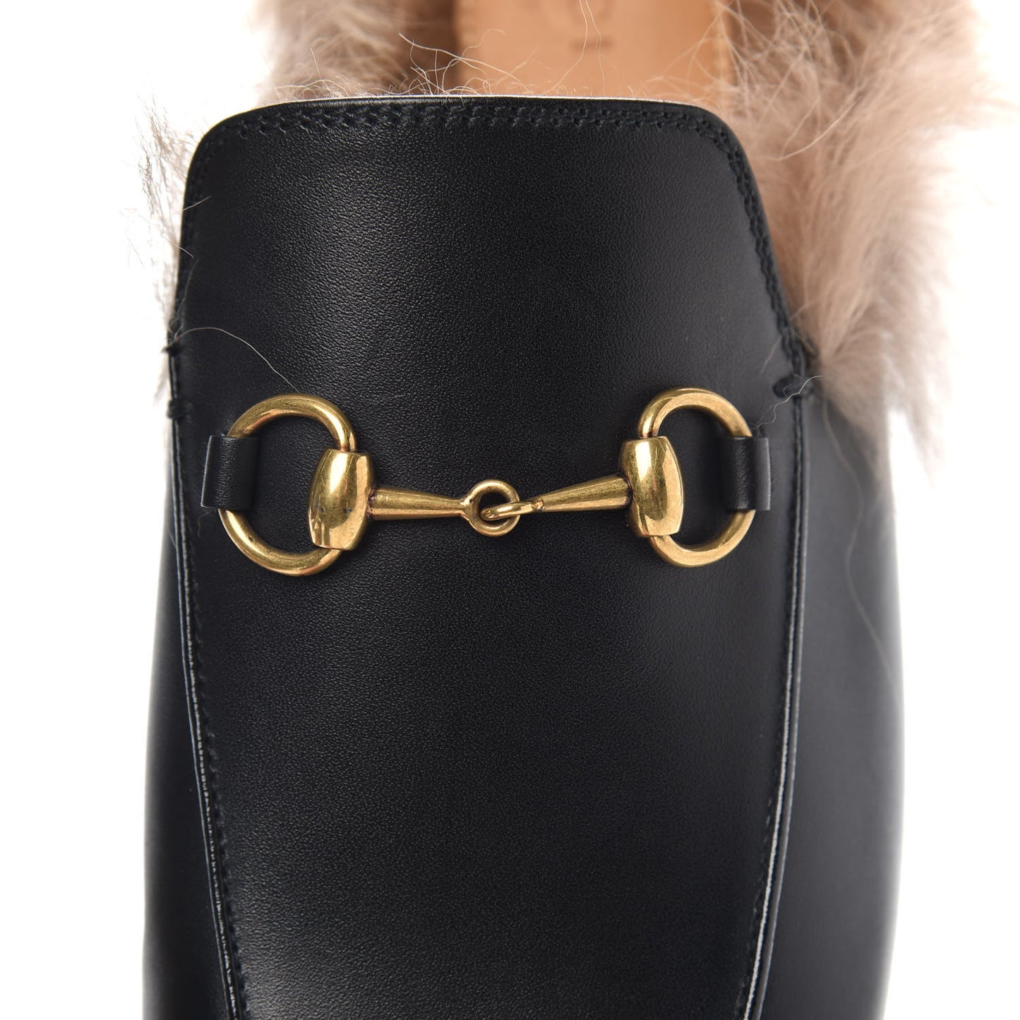 Calfskin Fur Womens Princetown Slippers 37.5 Black