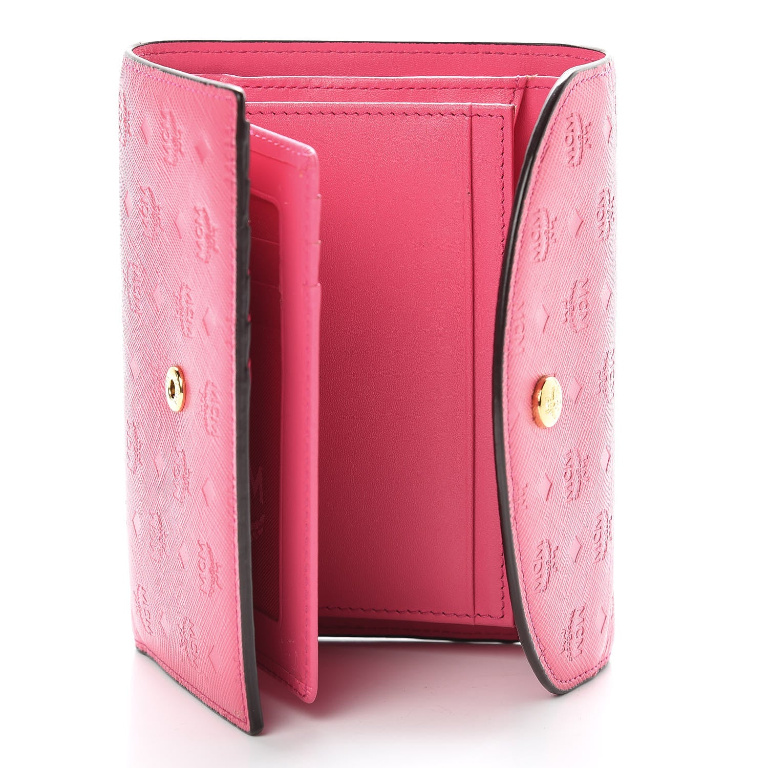 MCM Embossed Saffiano Tri-Fold Flap Wallet Pink 5 of 9