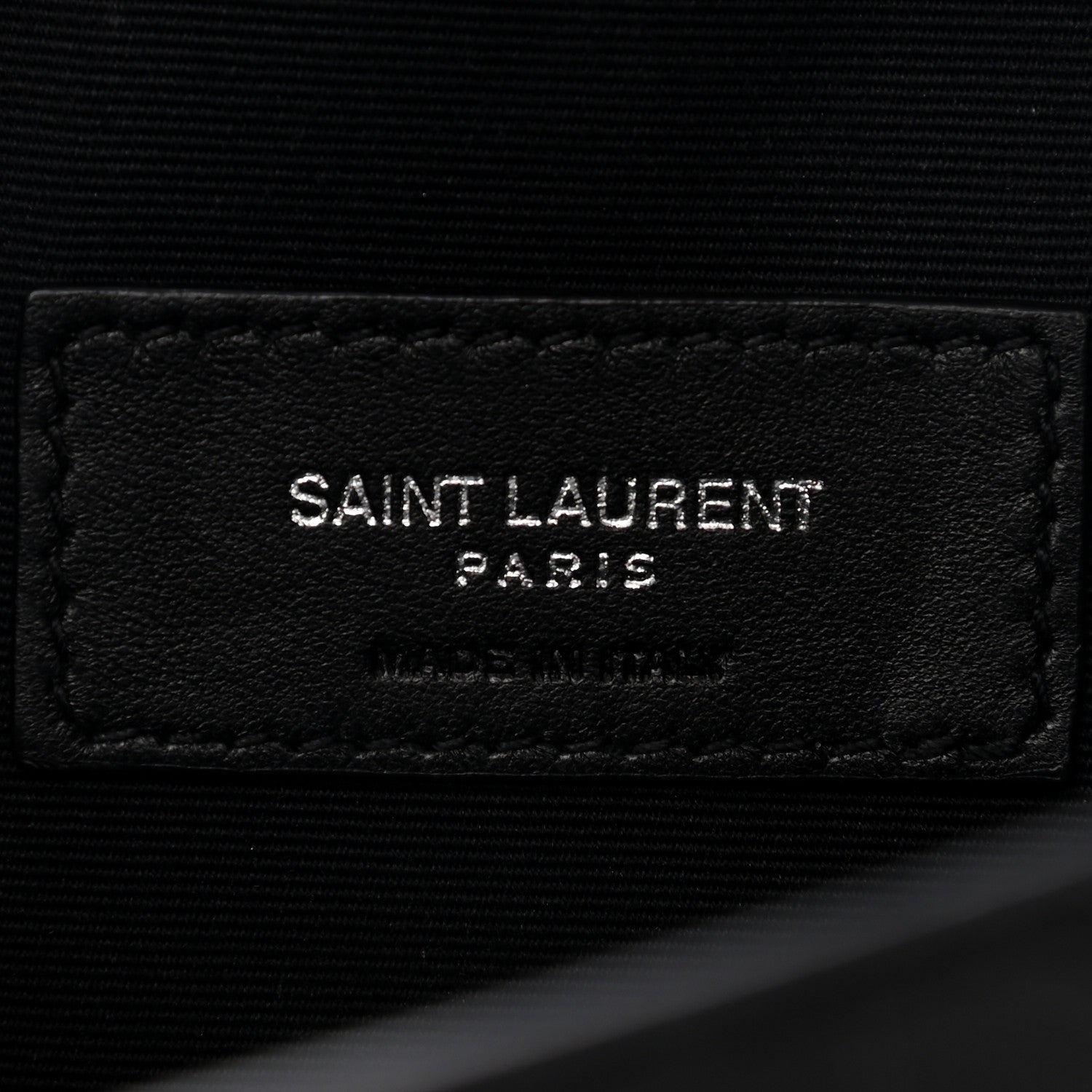 Saint Laurent Calfskin Crocodile Embossed Uptown Monogram Pouch Black 6 of 8
