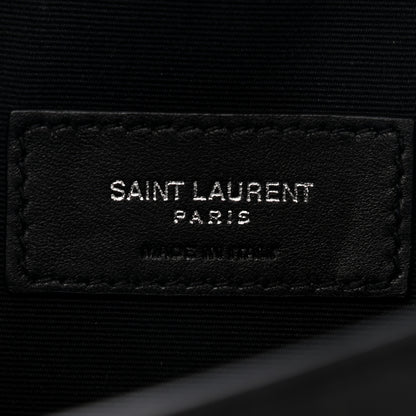 Saint Laurent Calfskin Crocodile Embossed Uptown Monogram Pouch Black 6 of 8