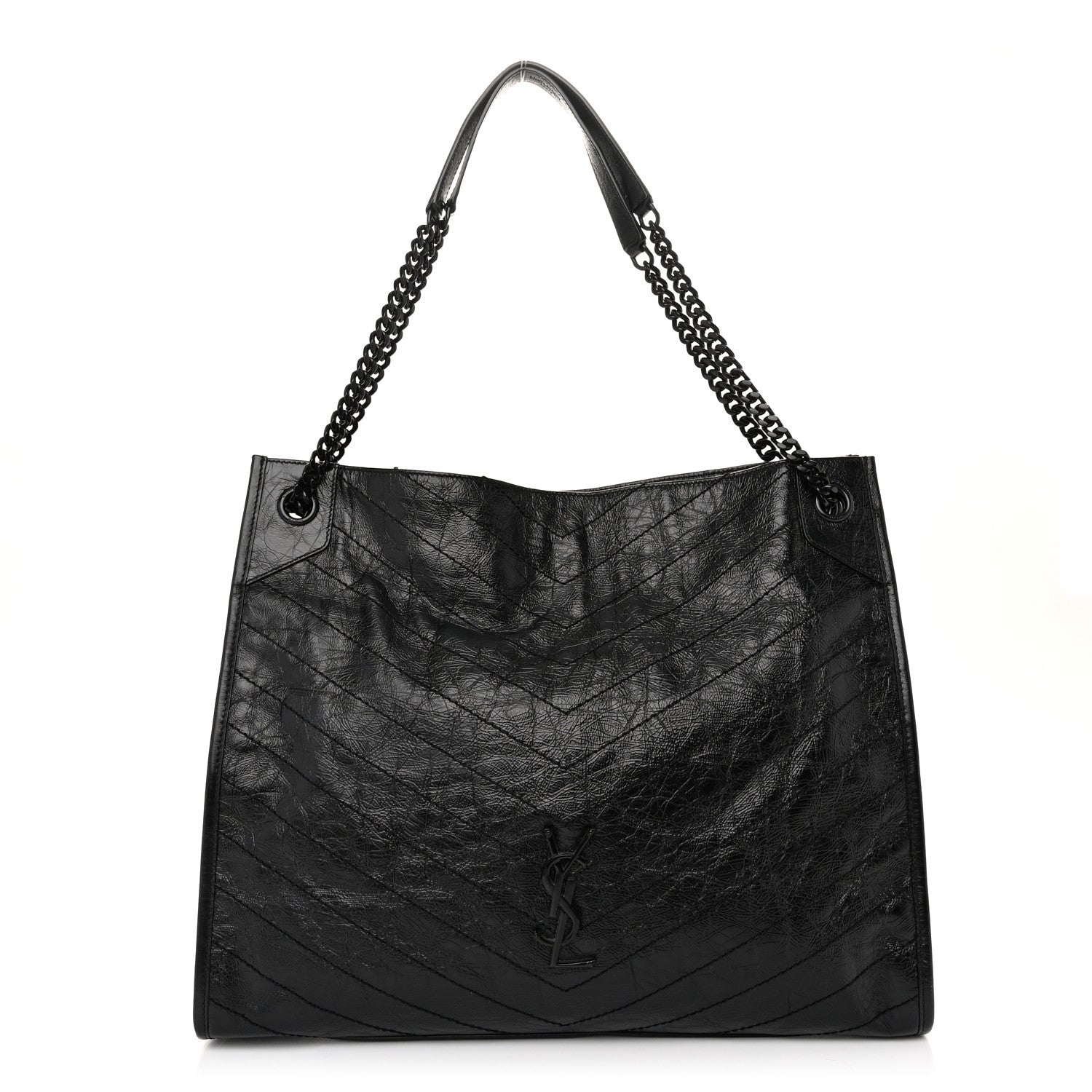 Saint Laurent Crinkled Calfskin Matelasse Monogram Large Niki Shopper Tote Black 1 of 12