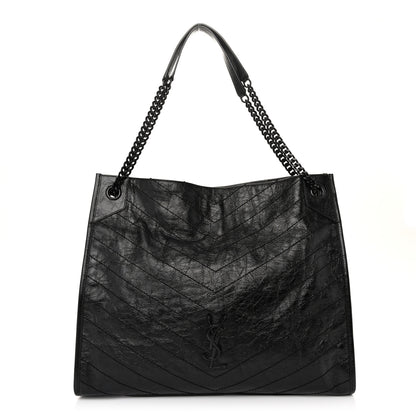 Saint Laurent Crinkled Calfskin Matelasse Monogram Large Niki Shopper Tote Black 1 of 12