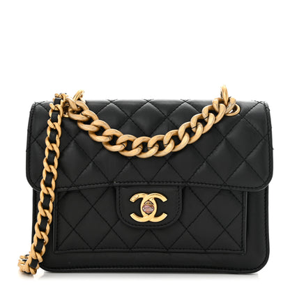 Chanel Aged Calfskin Quilted Double You Mini Flap Black 1 of 11