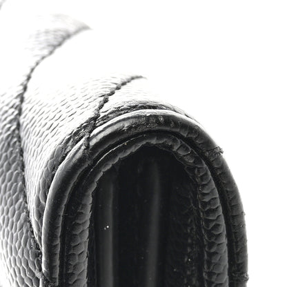 Saint Laurent Grain De Poudre Matelasse Chevron Monogram Flap Wallet Black 10 of 11