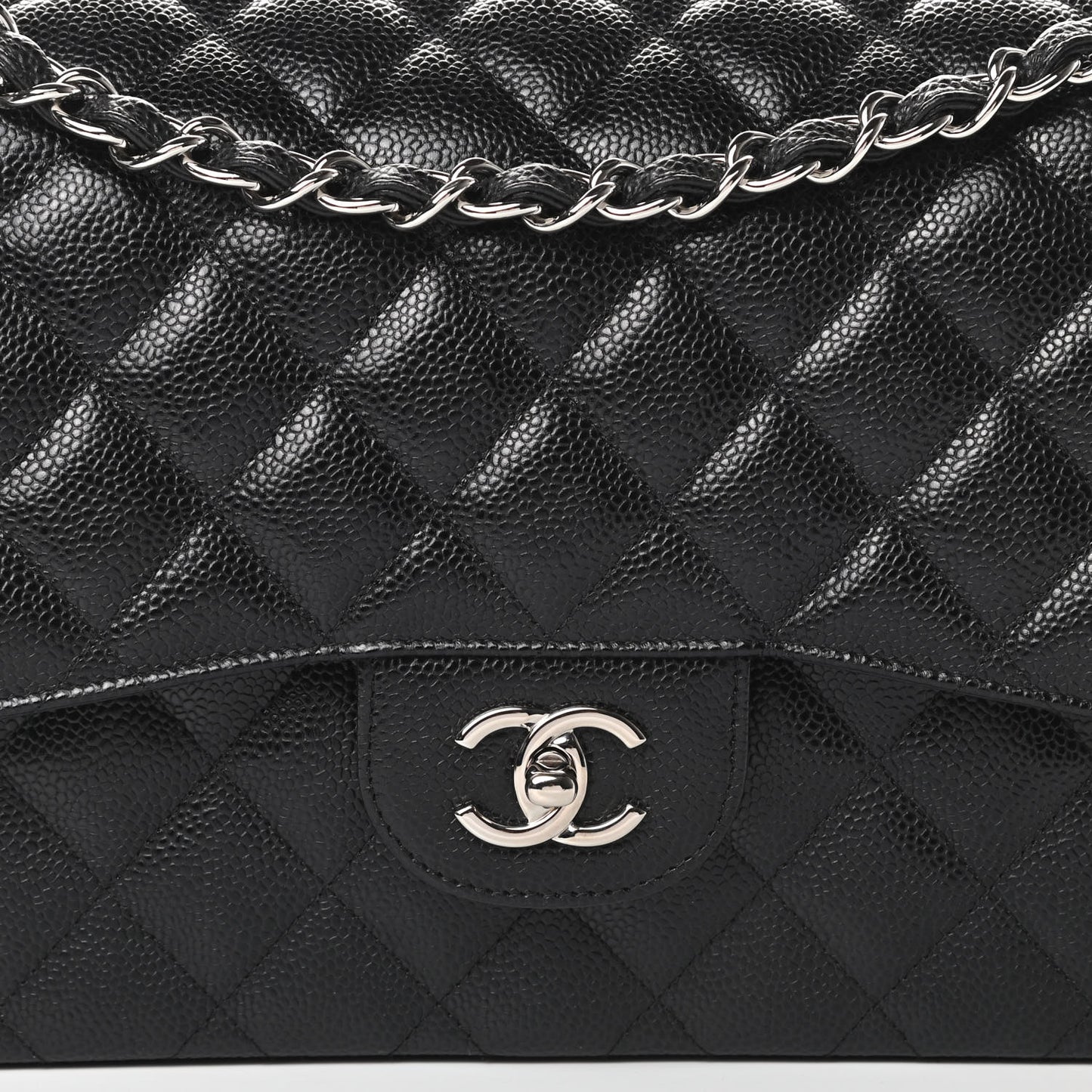 Caviar Quilted Jumbo Double Flap Black