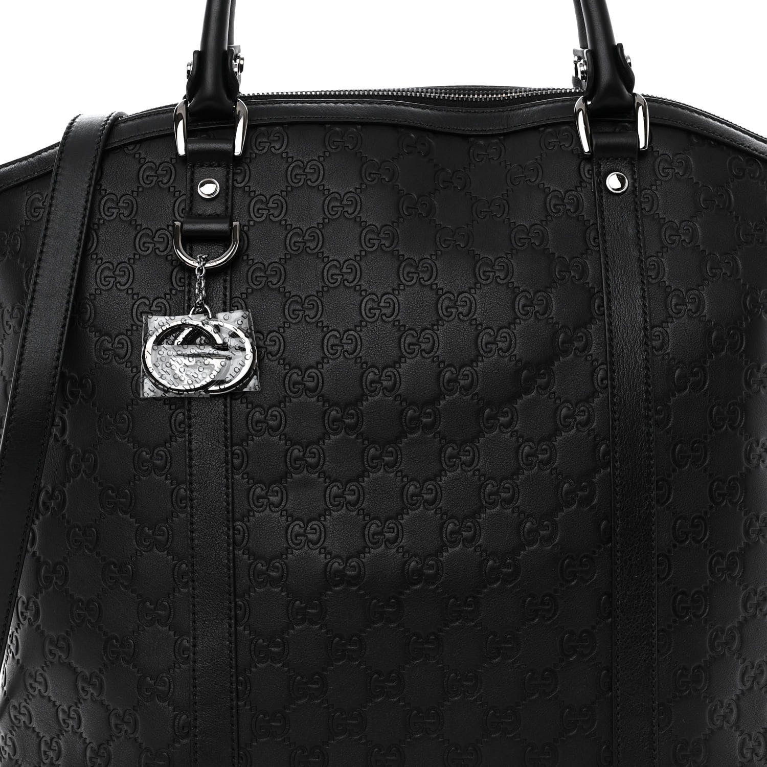 Gucci Guccissima Large GG Charm Convertible Dome Satchel Black 7 of 9