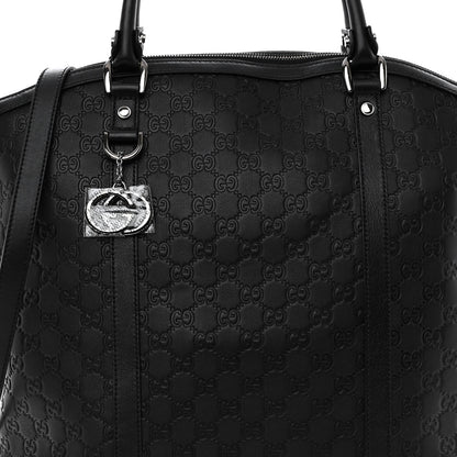 Gucci Guccissima Large GG Charm Convertible Dome Satchel Black 7 of 9