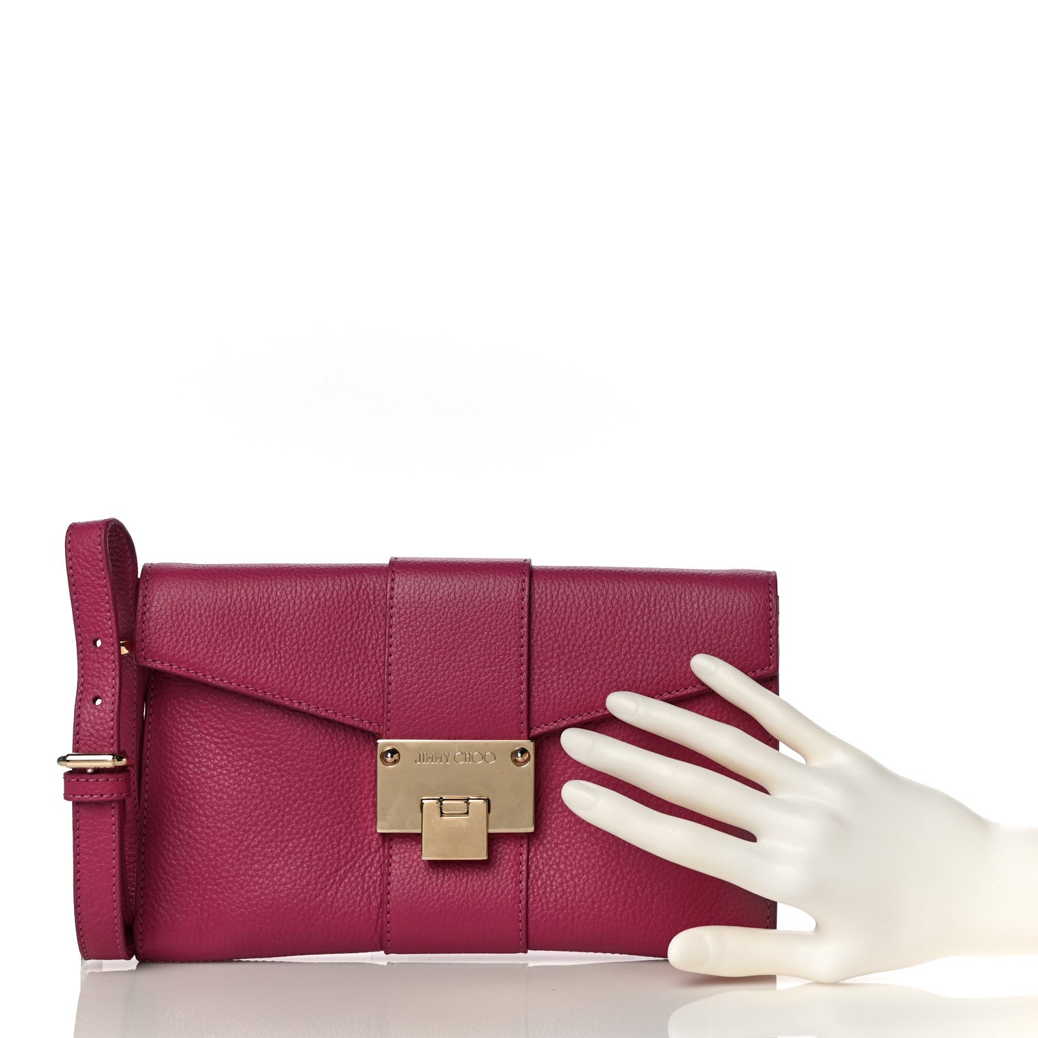 Jimmy Choo Calfskin Rivera Flap Clutch Pink 2 of 11