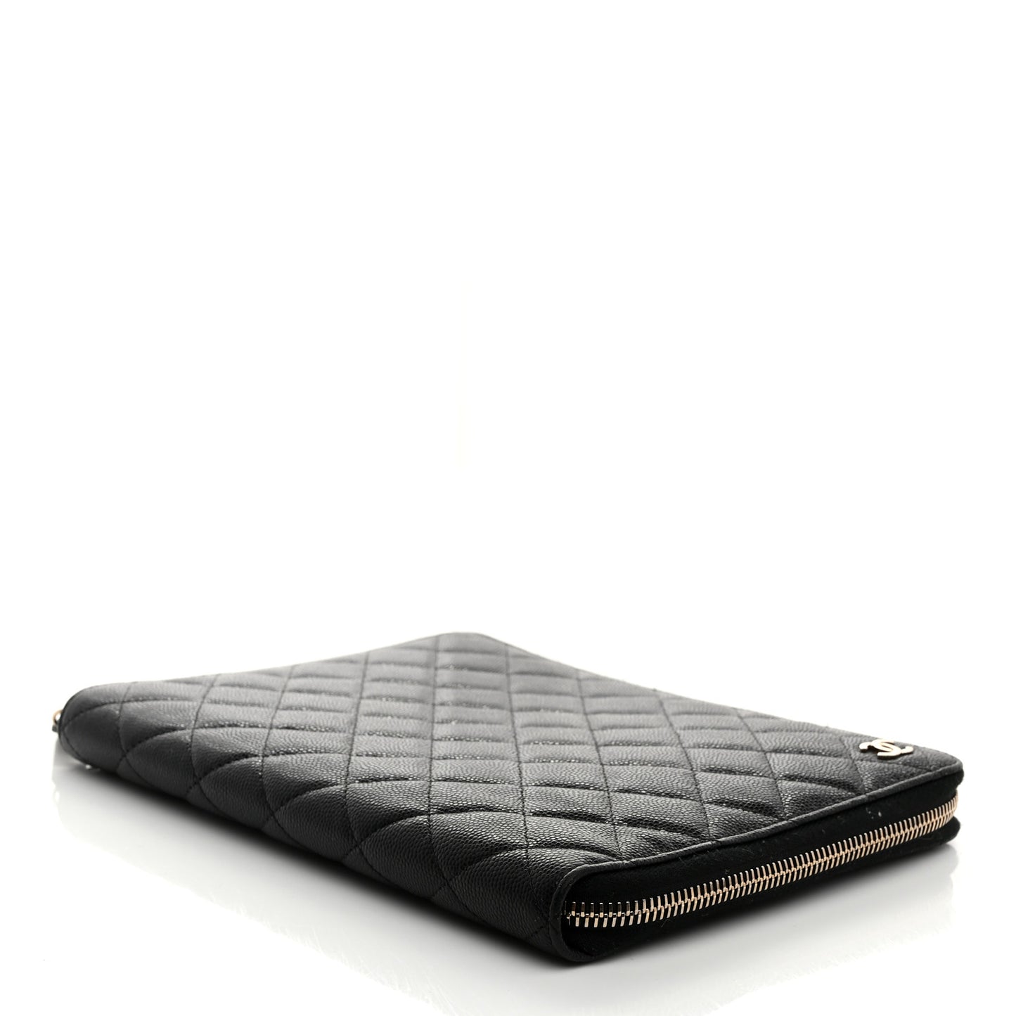 Caviar Quilted Zip Around Notebook Agenda Cover Black