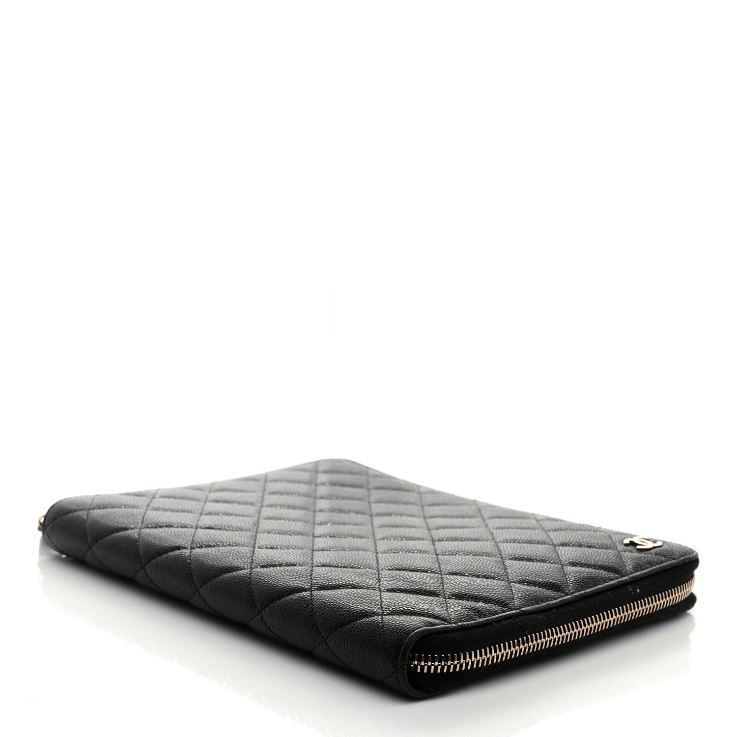 Chanel Caviar Quilted Zip Around Notebook Agenda Cover Black 4 of 7