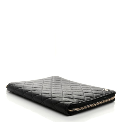 Chanel Caviar Quilted Zip Around Notebook Agenda Cover Black 4 of 7