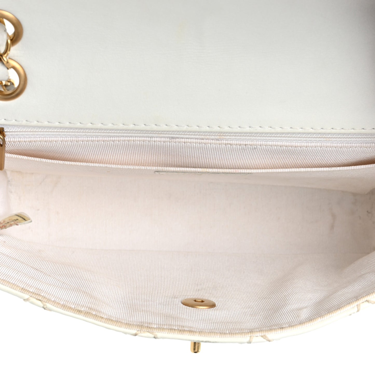 Calfskin Quilted Medium Wild Stitch Flap White