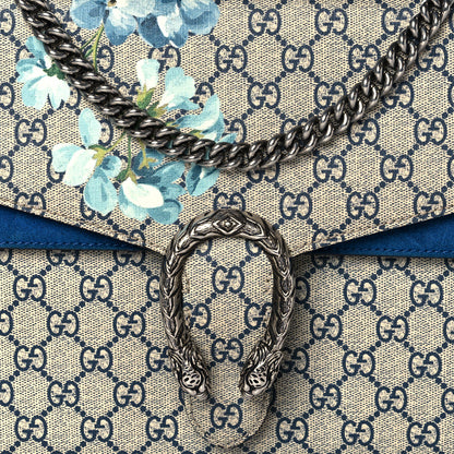 Gucci GG Supreme Monogram Blooms Medium Dionysus Shoulder Bag Beige Navy Vintage Blue 8 of 10