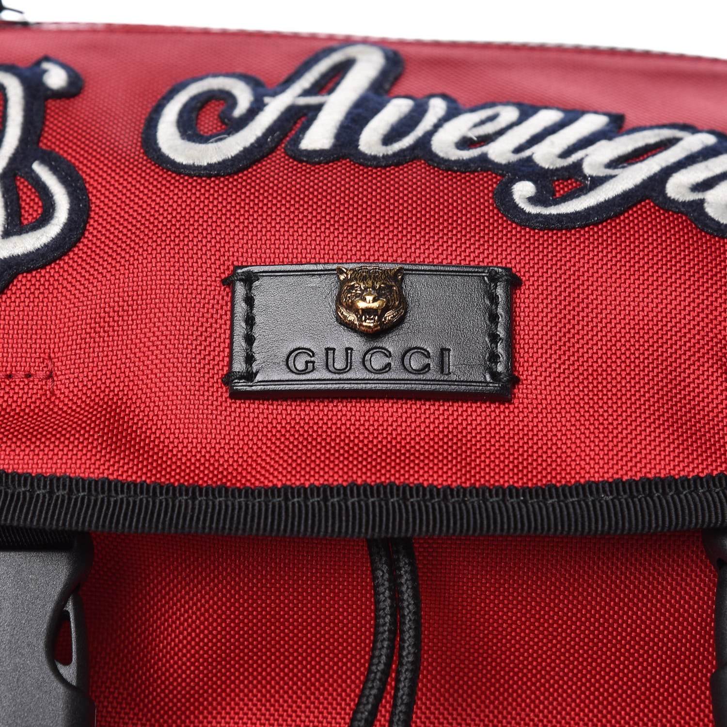 Gucci Nylon L'Aveugle Par Amour Embroidered Double Buckle Backpack Red 8 of 10