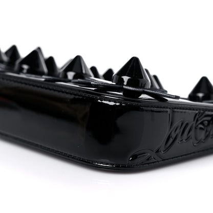 Christian Louboutin Patent Loubila Daisy Spike Patent Pouch Clutch Bag Black 7 of 7