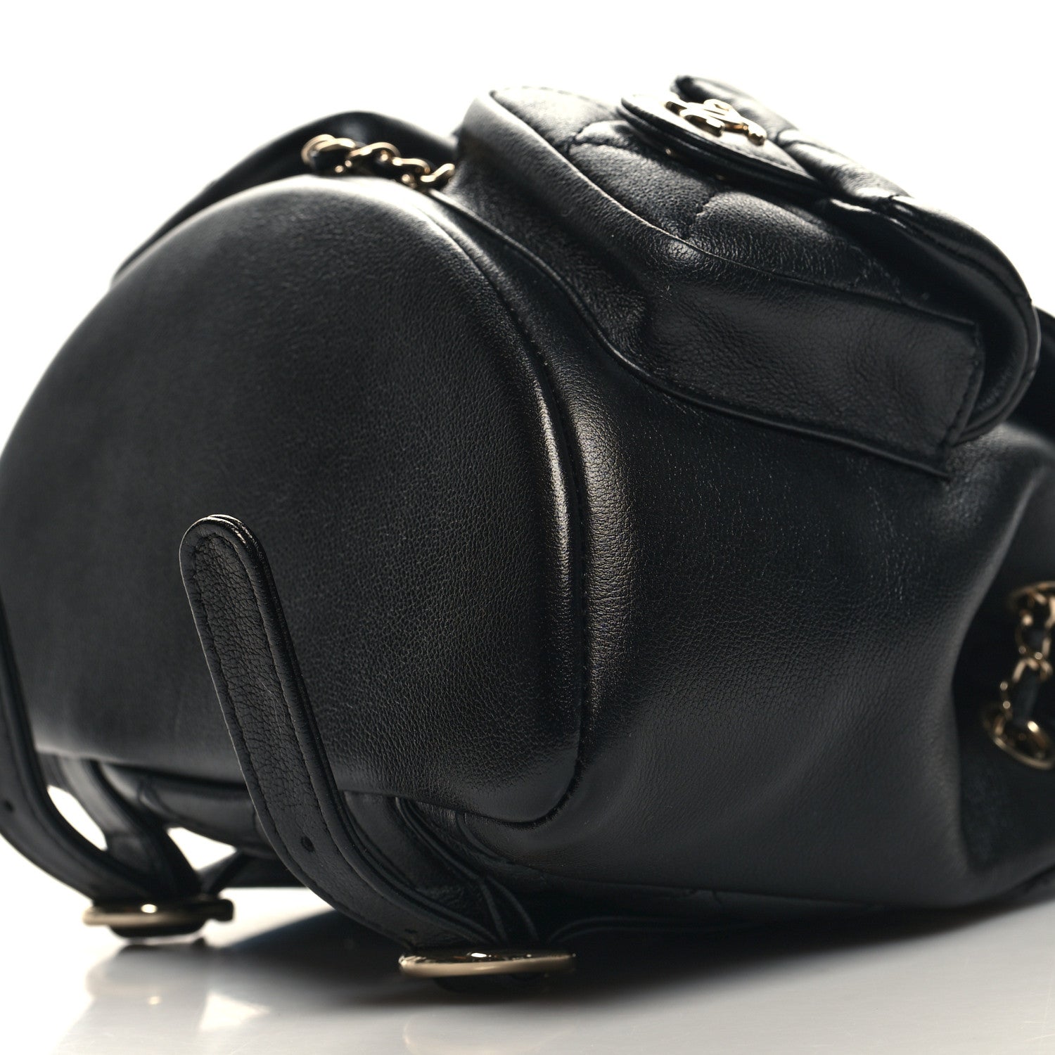 Chanel Calfskin Quilted Mini Duma Pockets Drawstring Backpack Black 10 of 10