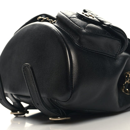 Chanel Calfskin Quilted Mini Duma Pockets Drawstring Backpack Black 10 of 10