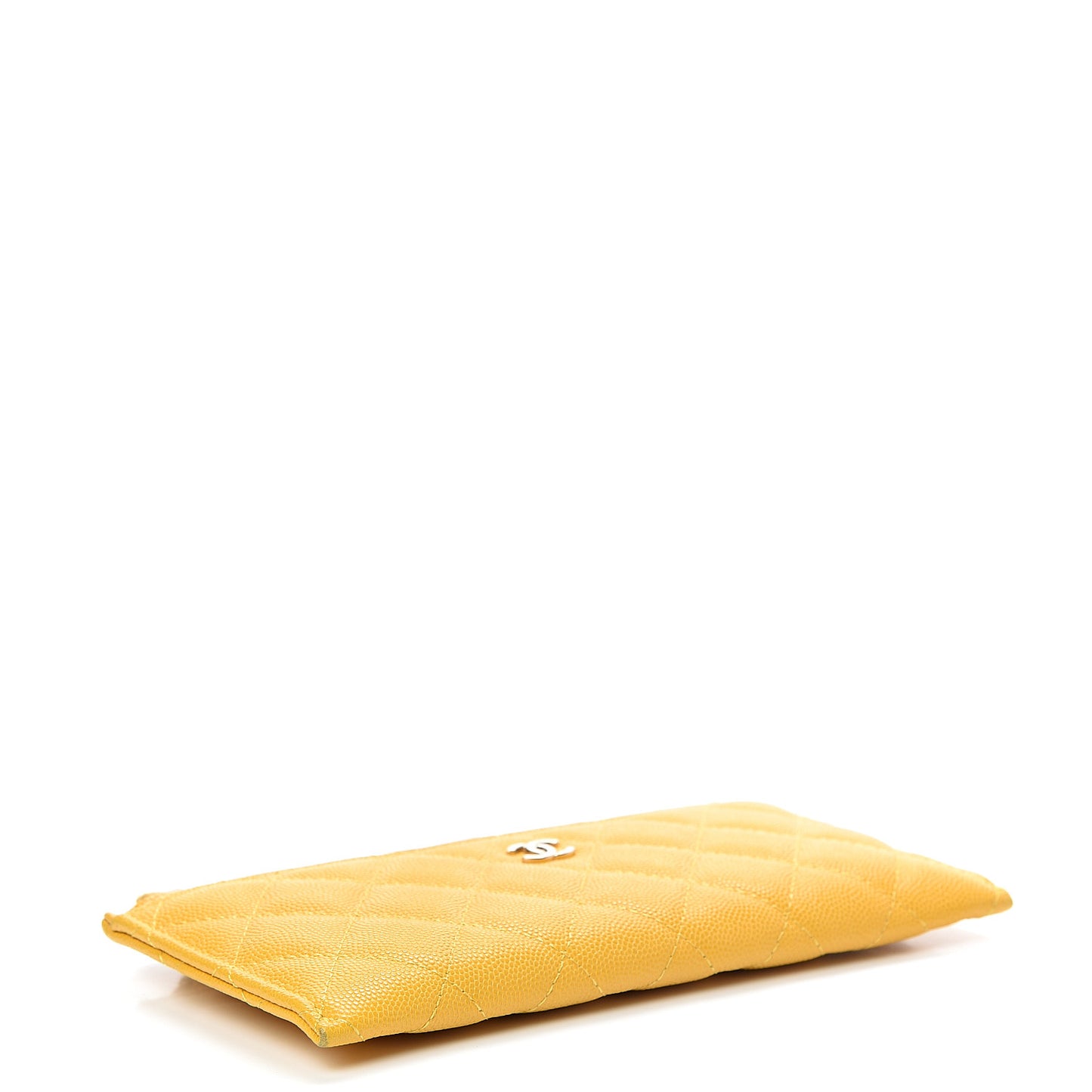 Caviar Quilted Classic Zip Pouch Yellow