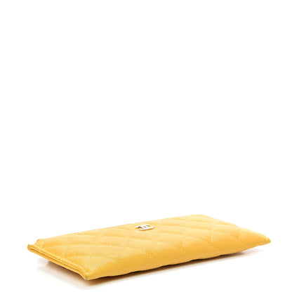 Chanel Caviar Quilted Classic Zip Pouch Yellow 3 of 10